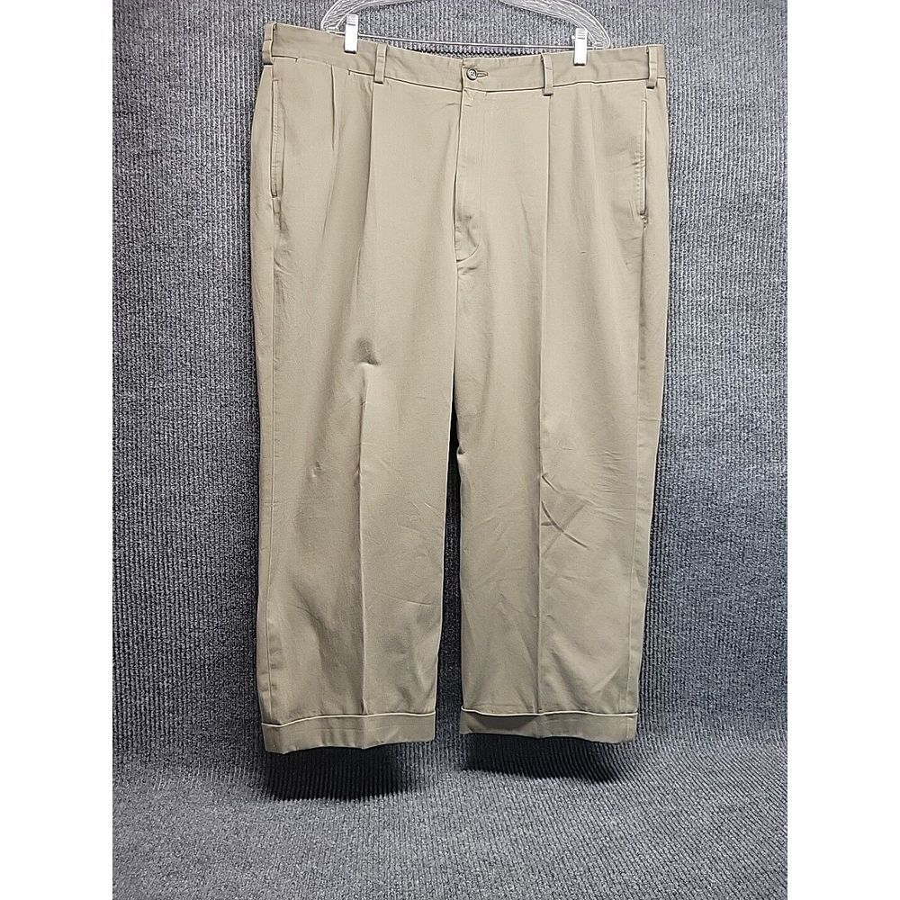 Charleston Khakis Boyd Thomas Mens 46R Tan Pleated Cuffed Chino‎ Pants Trousers